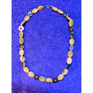 Yellow Jasper & Hematite Beaded Necklace 18" With Lobster Clasp Closure Jewelry